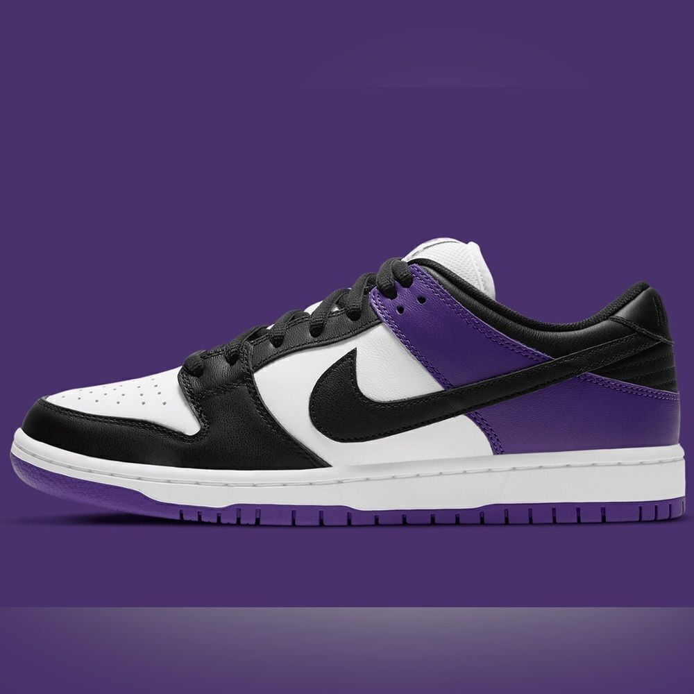 NIKE SB DUNK LOW COURT PURPLE black white BQ6817-500 size 8 - 14 - Picture 5 of 11